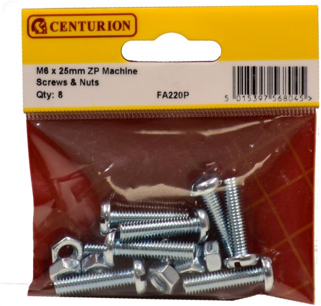 Centurion Machine Screws & Nuts M6 x 25mm