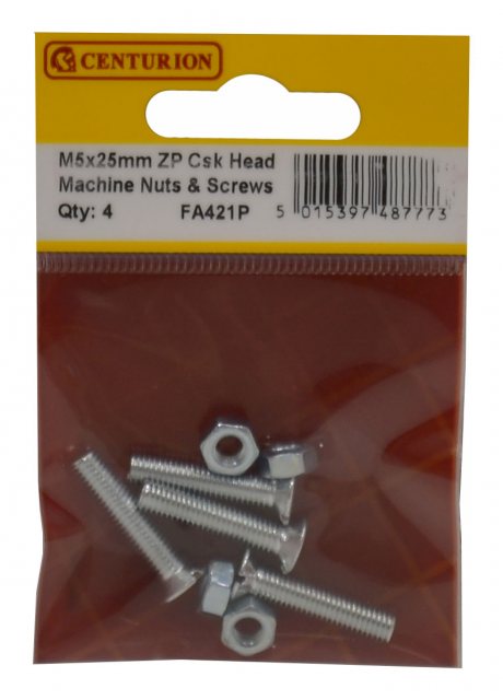 Centurion Machine Screws & Nuts Csk Head M5 25mm 12 Pack