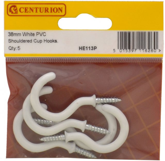 Centurion PVC Shouldered Cup Hook 5 Pack