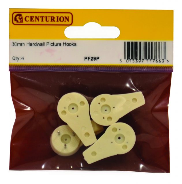 Centurion Hard Wall Picture Hooks 4 Pack