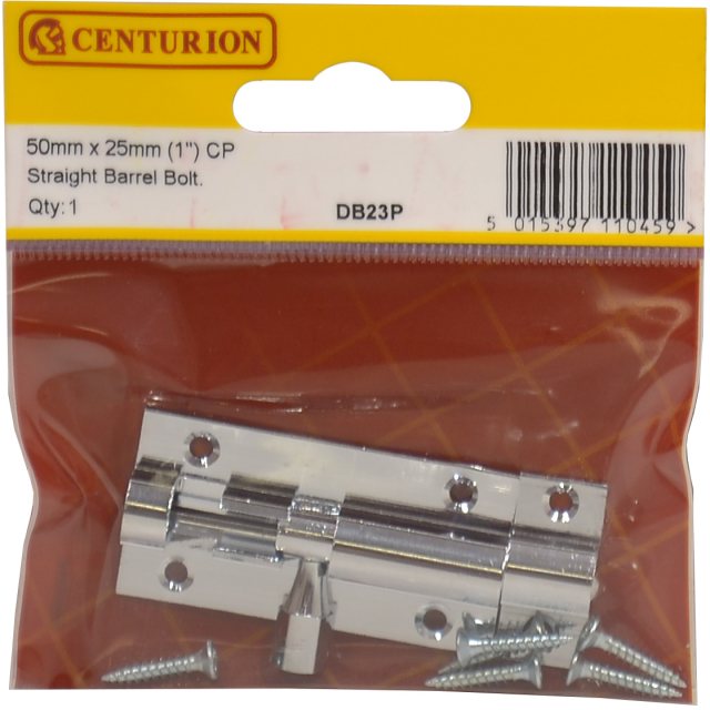 Centurion Chrome Plated Straight Barrel Bolt 50mm