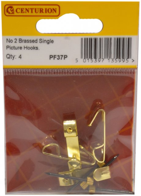 Centurion Single Picture Hooks With Knurled Pins 4 Pack