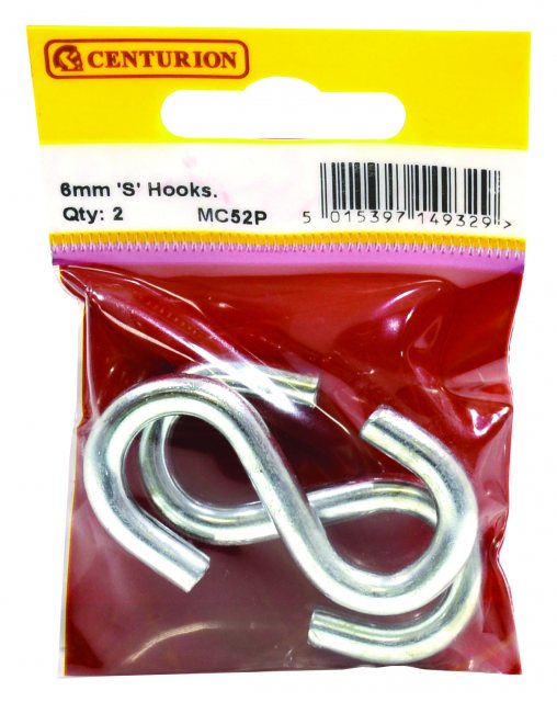 Centurion Zinc Plated 'S' Hook 2 Pack