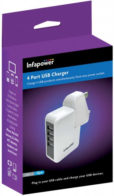 Infapower 4 Port USB Mains Charger