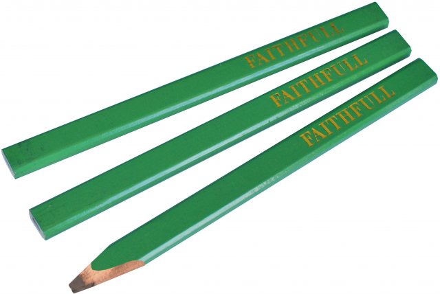 Faithful Faithfull Carpenters Pencils Green 3 Pack