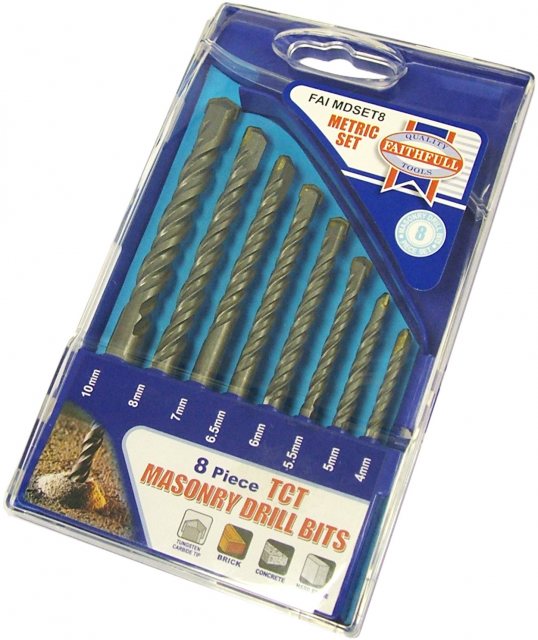 Faithful Faithfull Masonry Drill Bit Set 8 Piece