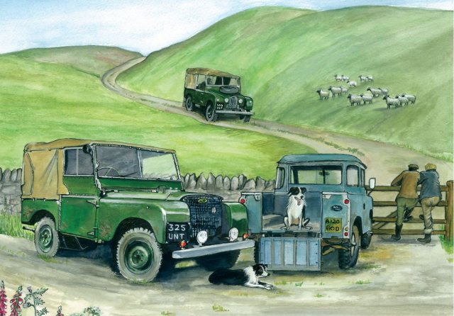 Three Land Rovers Greetings Card