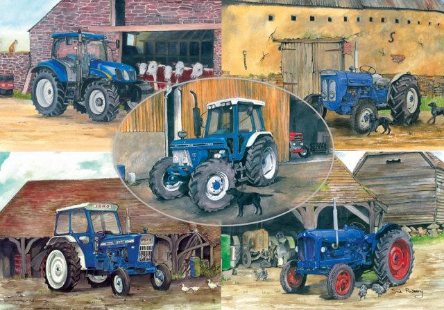 Multi Ford Tractors Greetings Card