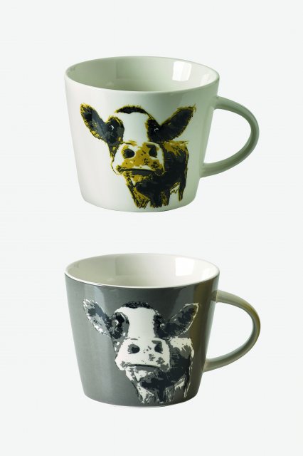 Moo Charcoal White Mug 2 Pack