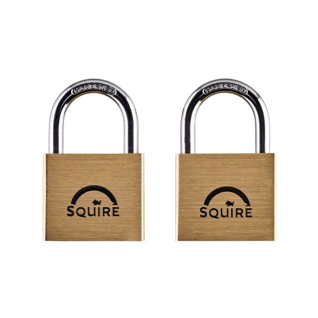 Squire Twinpack Brass Padlocks 40mm