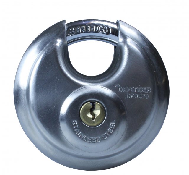 Defender Discus Padlock 70mm Silver
