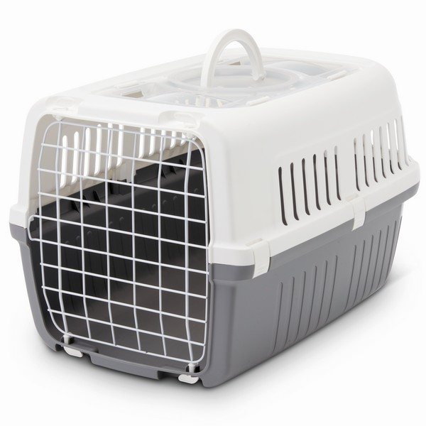 Savic Zephos Plastic Pet Carrier Grey & White