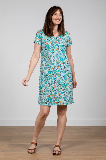 Lily & Me Lily & Me Annie Dress Flower Soft Teal