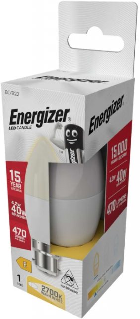 Energizer Energizer LED BC Candle Bulb Warm White 40w