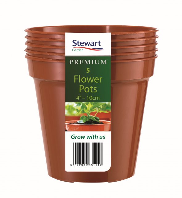 STEWART Stewart Plastic Flower Pots 10cm 5 Pack Terracotta