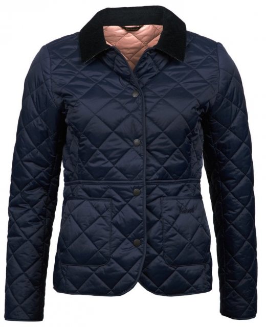 Barbour Deveron Quilt Jacket Navy Pink - Jackets, Coats & Gilets - Mole ...