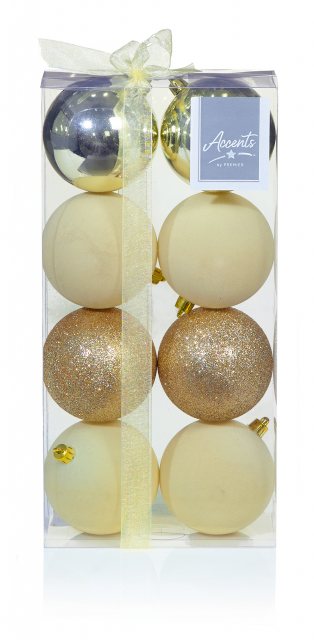 Champagne Glitter Bauble 8cm 8 Pack