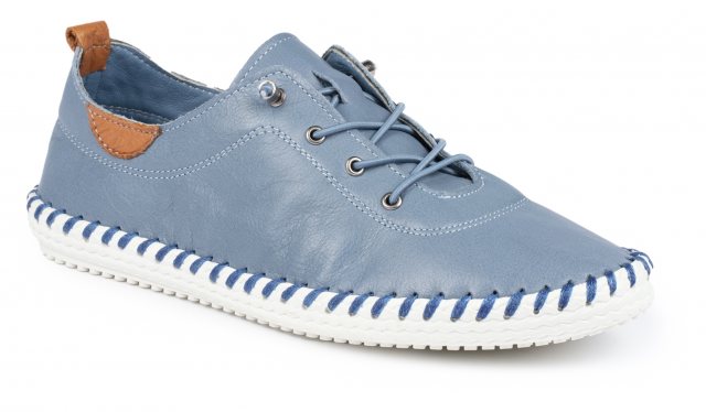 Lunar St Ives Leather Trainer Mid Blue