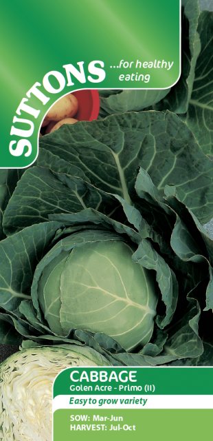 SUTTONS Suttons Cabbage Golden Acre Primo Seeds