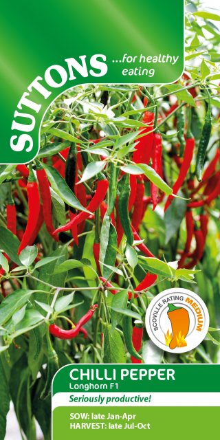 SUTTONS Suttorns Longhorn Chilli F1 Seeds