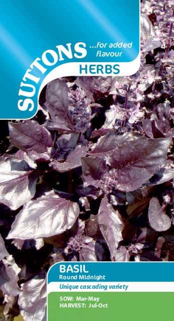 SUTTONS Herb Basil Round Midnight Seeds