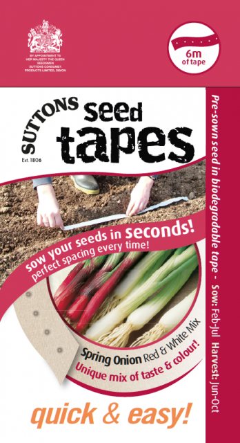 SUTTONS Seed Tape Spring Onion Red & White Mix Seeds