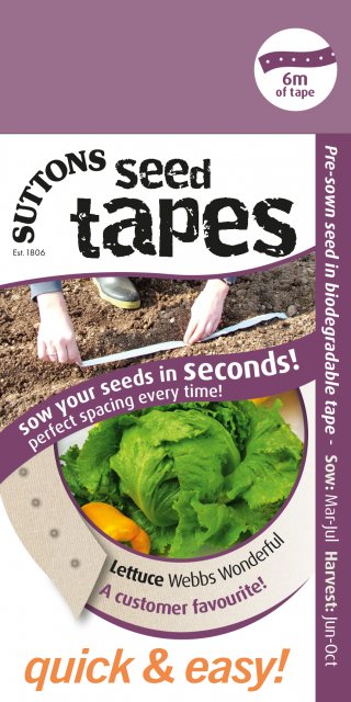 SUTTONS Suttons Seed Tape Lettuce Webbs Wonderful Seeds