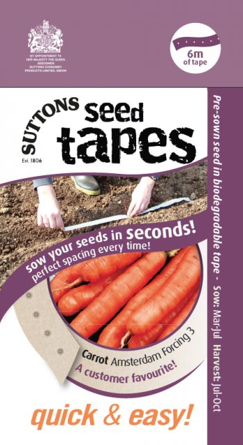 SUTTONS Suttons Seed Tape Carrot Amsterdam Forcing Seeds