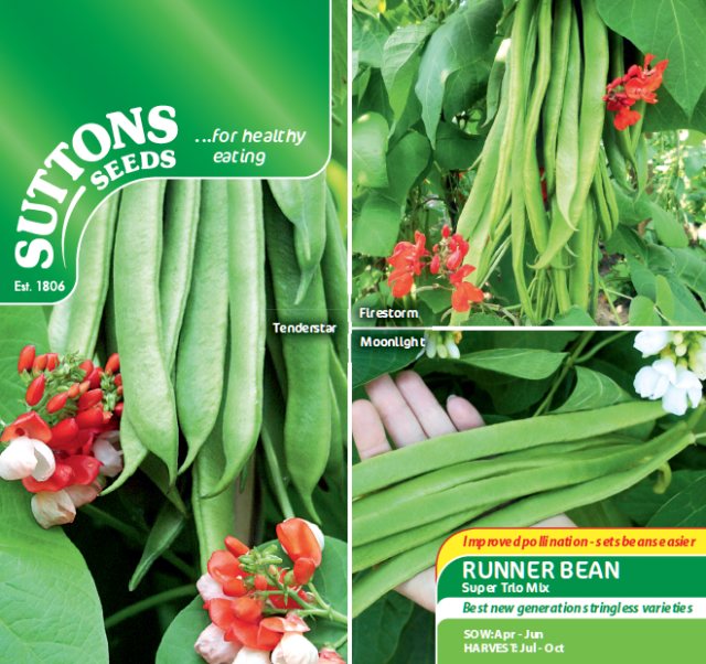 SUTTONS Runner Bean Super Trio Mix Seeds