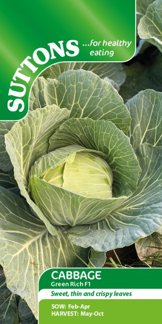 SUTTONS Suttons Cabbage Green Rich F1 Seeds