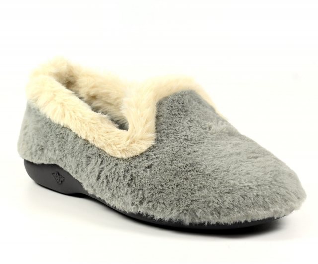 Lunar Lunar Shake Fur Trim Slipper Grey