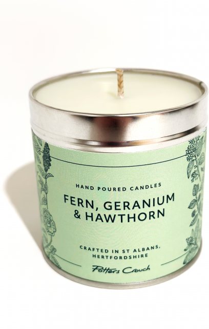 Potters Crouch Fern, Geranium & Hawthorn Scented Candle Tin