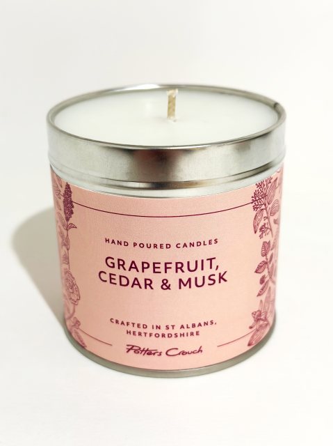 Potters Crouch Grapefruit, Cedar & Musk Scented Candle Tin