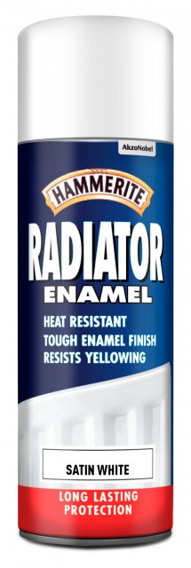 Hammerite Hammerite Satin Radiator Enamel Aerosol White 400ml