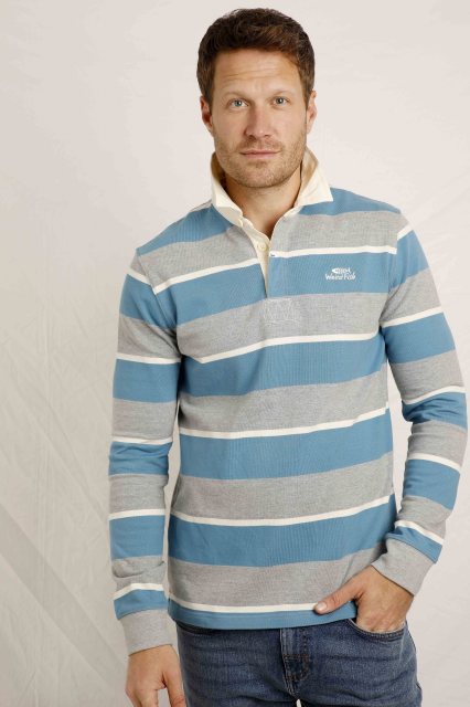 Weird Fish Weird Fish Laxton Organic Long Sleeve Striped Rugby Shirt Bluebird