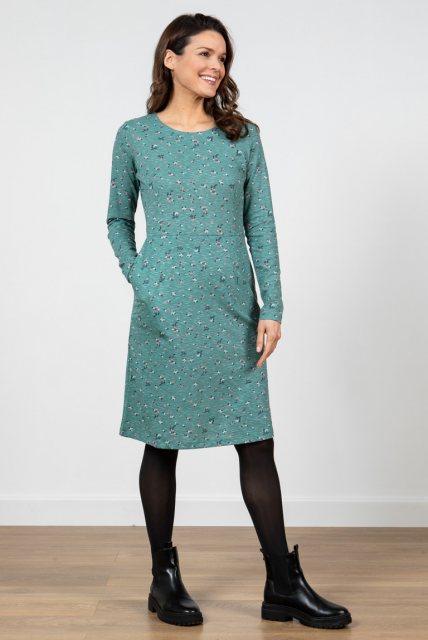 Lily & Me Lily & Me Halmore Floral Stamp Dress Green