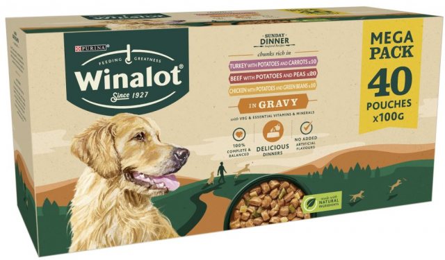 Winalot Sunday Dinner In Gravy Pouch 40 x 100g