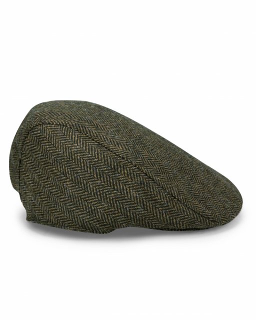 Hoggs Of Fife Hoggs Herringbone Tweed Cap Green