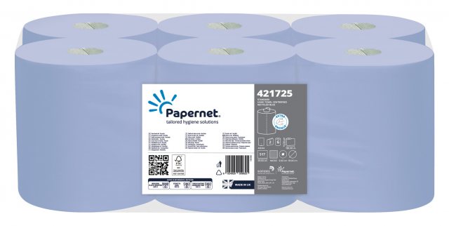 PAPERNET Papernet Workshop Wipe Centrefeed 2ply Blue 6 Pack