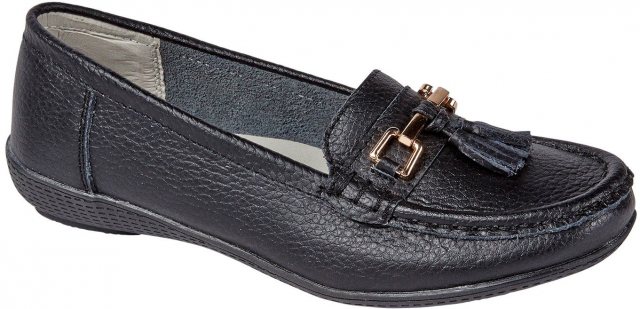 L,J & R Nautical Leather Shoe Black