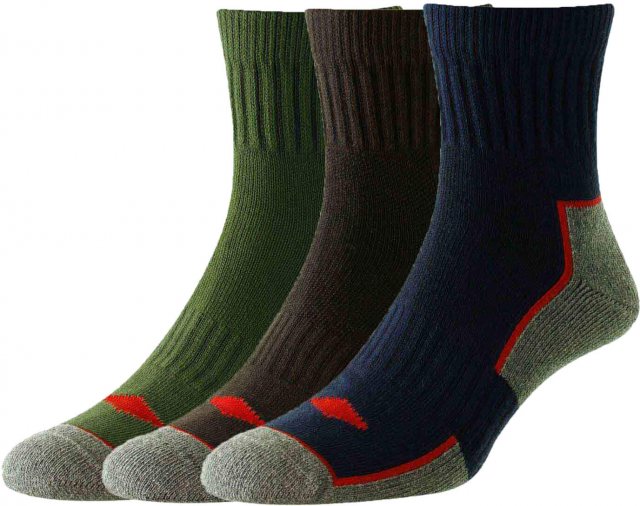 HJ Hall HJ Comfort Top Work Socks Navy/Green/Brown 6-11