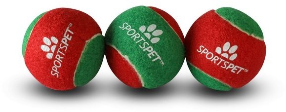SPORTSPE Sportspet Christmas Tennis Balls Red/Green 3 Pack