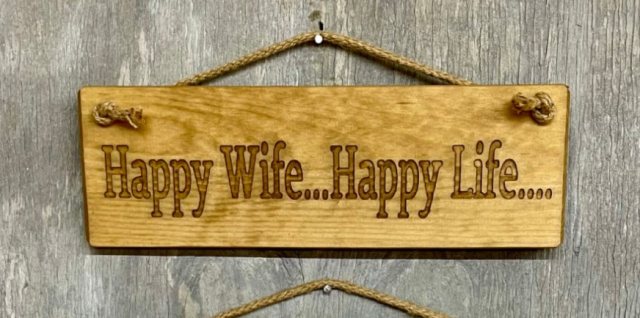 RAGDOLL Novelty Happy Wife Happy Life Wooden Sign 30cm