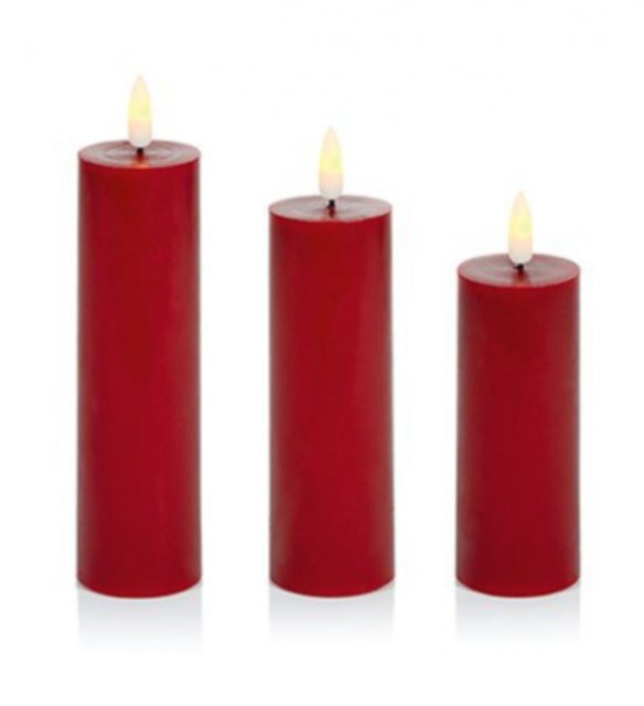 Premier Flickabright Pillar Candle 3 Pack Red