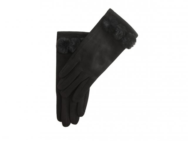 Butterfly   Butterfly Pom Pom Gloves Black