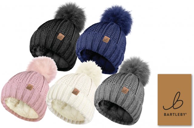 Bartleby Ladies Sherpa Lined Bobble Hat Assorted