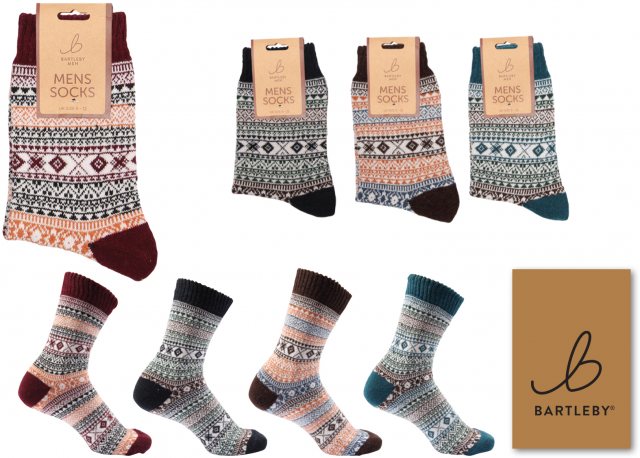 Bartleby Mens Printed Socks Natural Assorted