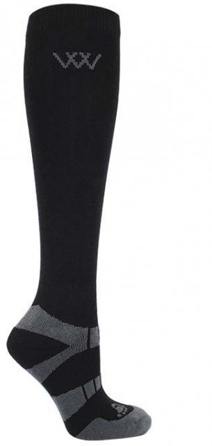 Woofwear Woof Wear Long Bamboo Waffle Riding Socks Black 2 Pack Size L