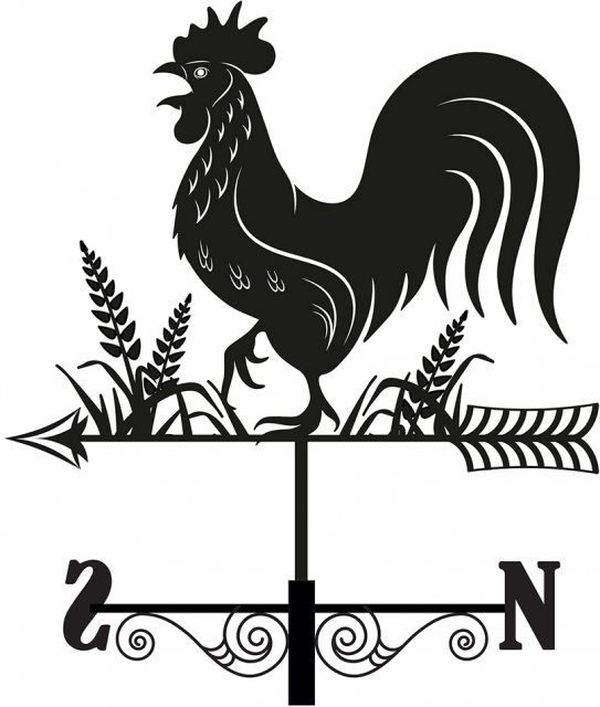 Primus Metal Cockerel Silhouette Weathervane