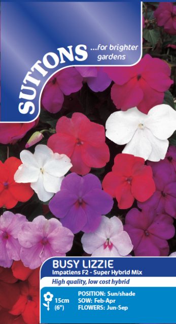 SUTTONS Suttons Busy Lizzie Value Hybrids Impatiens Seeds